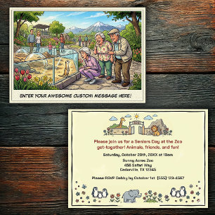 Funny Seniors Day at the Zoo Get-together Invitation