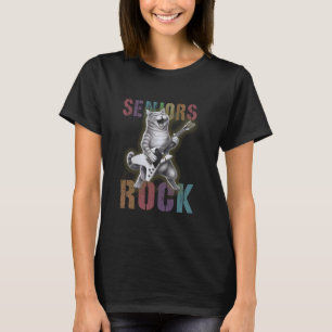 Funny SENIORS ROCK Cat Lover Graduated Sign My Aut T-Shirt
