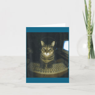 Funny Serious Gamer Cat Lovers Stud Kitty Cat Meme Card