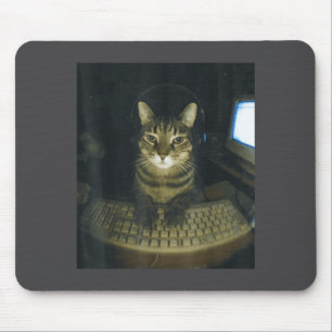 Funny Serious Gamer Cat Lovers Stud Kitty Cat Meme Mouse Mat