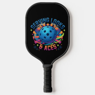 Funny Serving Looks & Aces Custom Name Pickleball Paddle