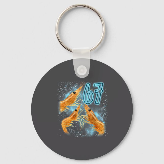 Funny Seven Six Sarcastic Lover Shrimp 67 Seafood Key Ring (Front)