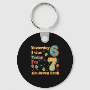 Funny Seven Year Old Birthday Six Seven Bruh Meme Key Ring