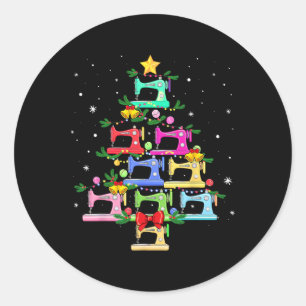 Funny Sewing Christmas Tree Christmas Ornament Wom Classic Round Sticker