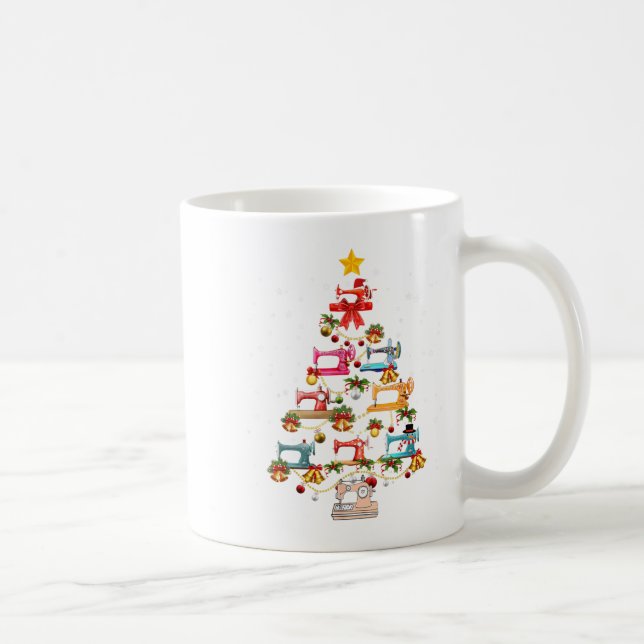 Funny Sewing Machine Christmas Tree Christmas Orna Coffee Mug (Right)