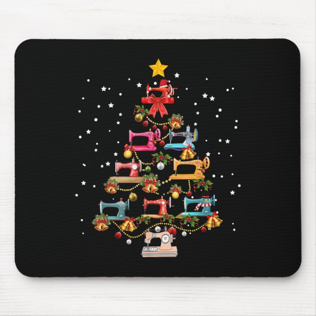 Funny Sewing Machine Christmas Tree Christmas Orna Mouse Mat (Front)