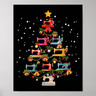 Funny Sewing Machine Christmas Tree Christmas Orna Poster