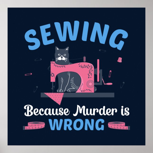 funny sewing murder word art cat poster (Front)