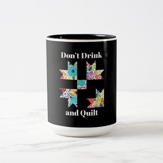 Funny Sewing Quilting Lovers Two-Tone Coffee Mug (Center)