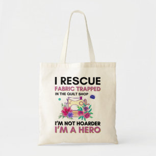 Funny Sewing Quote Vintage Floral Sewing Machine Tote Bag