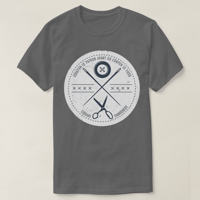Funny sewing seamstress French danger scissors  T-Shirt (Design Front)