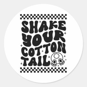 Funny Shake Your Cotton Tail Retro Cute Bunny East Classic Round Sticker
