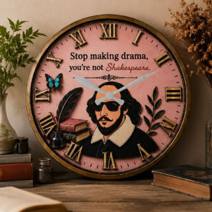 Funny Shakespeare Literary Humor  Large Clock
