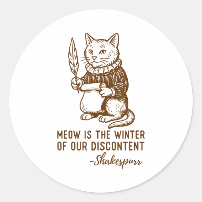 Funny Shakespeare Quote Cat Shakespurr  Classic Round Sticker (Front)