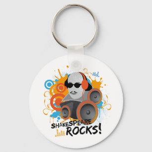 Funny Shakespeare Slogan Gift "Shakespeare Rocks" Key Ring