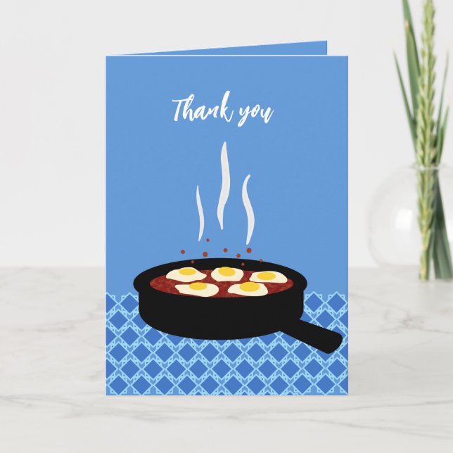 Funny Shakshuka Egg Pun Thank You Card (Front)