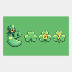funny shamrock 6 7 meme gamer st patricks day 6 7 rectangular sticker