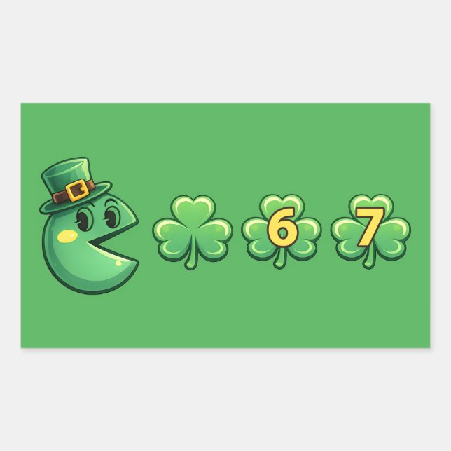 funny shamrock 6 7 meme gamer st patricks day 6 7 rectangular sticker (Front)
