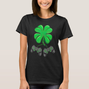 Funny Shamrock Gamer Irish Game Controller St Patr T-Shirt