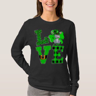 Funny Shamrock Green Plaid Love Mule St. Patrick's T-Shirt