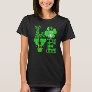 Funny Shamrock Green Plaid Love Mule St Patrick's T-Shirt