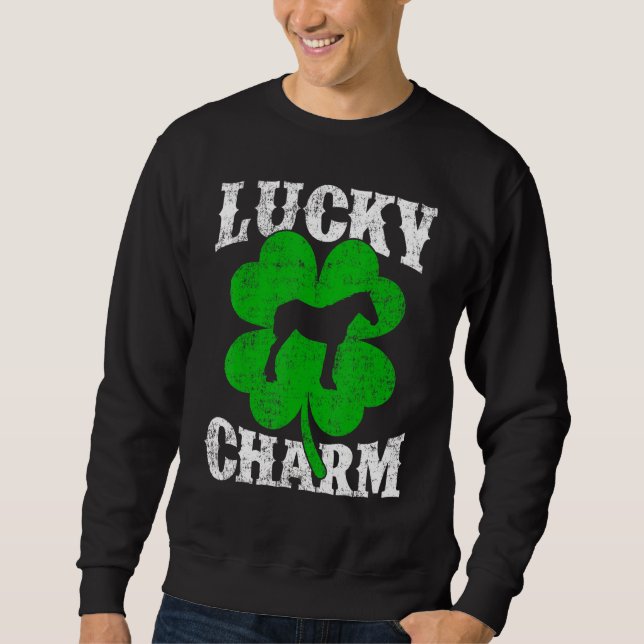 Funny Shamrock Leaf Lucky Charm Mule St Patrick's  Sweatshirt (Front)