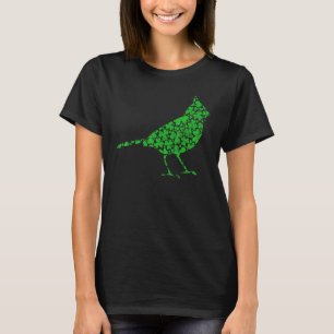 Funny Shamrock Leaf Northern Cardinal Bird St Pat T-Shirt