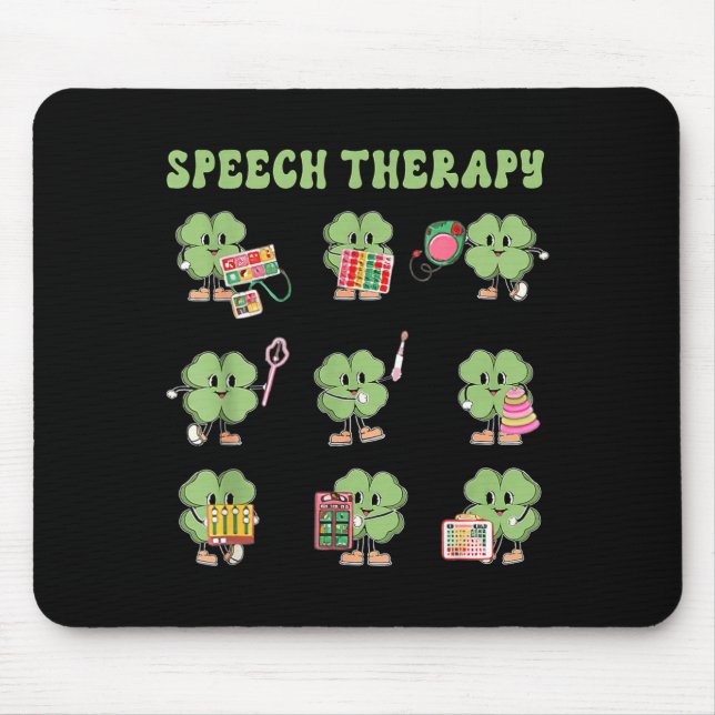 Funny Shamrock Speech Therapy St Patrick's Day Slp Mouse Mat (Front)