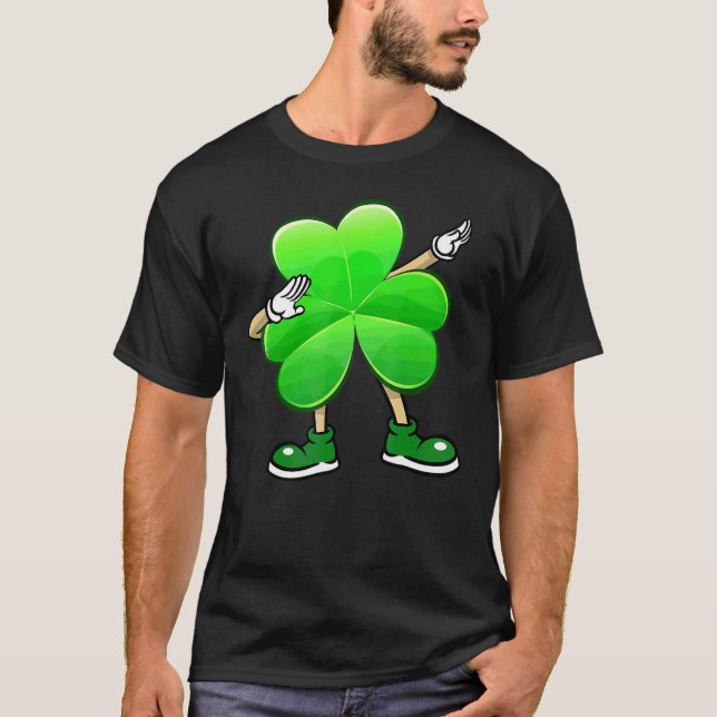 Funny Shamrock Wear Sunglasses Dab Dancer St Patri T-Shirt (Front)