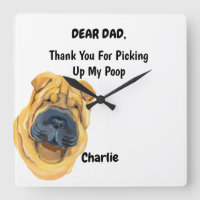 Funny Shar pei Dog Dad Watercolor Canine Art