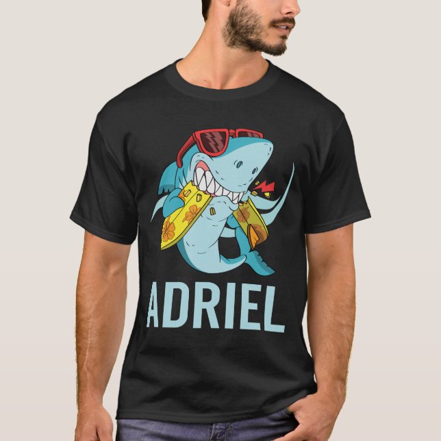 Funny Shark - Adriel Name T-Shirt (Front)
