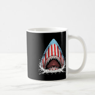Funny Shark American Flag Jawsome 4th Of July Kids Coffee Mug