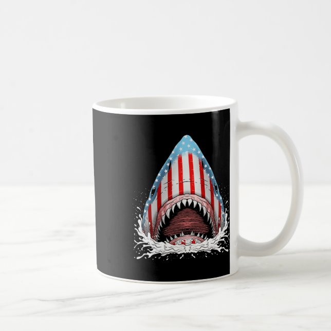 Funny Shark American Flag Jawsome 4th Of July Kids Coffee Mug (Right)