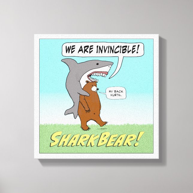 Funny Shark and Bear Invincible Wrapped Canvas (Front)