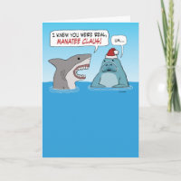 Funny Shark and Manatee Claus Christmas