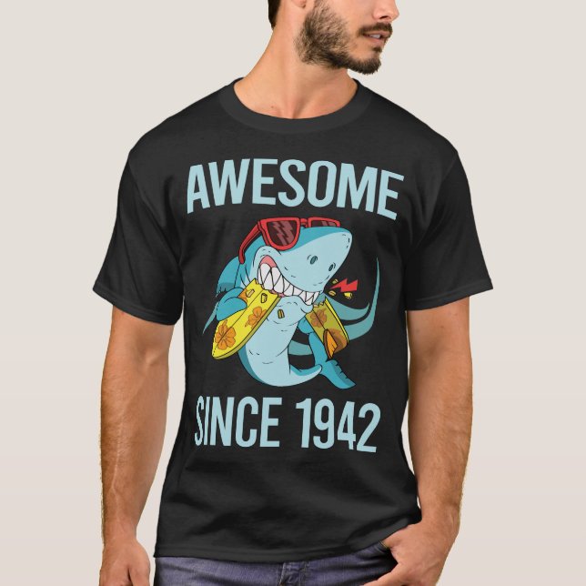 Funny Shark - Awesome Since 1942 T-Shirt (Front)
