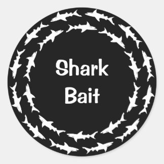 Funny Shark Bait Circling School of Sharks Classic Round Sticker