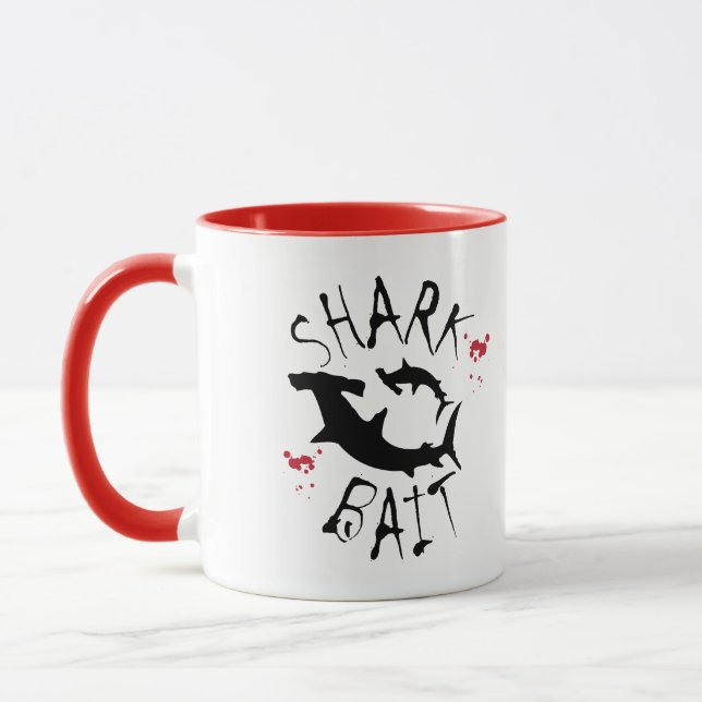 Funny Shark Bait Surfer Warning Mug (Left)