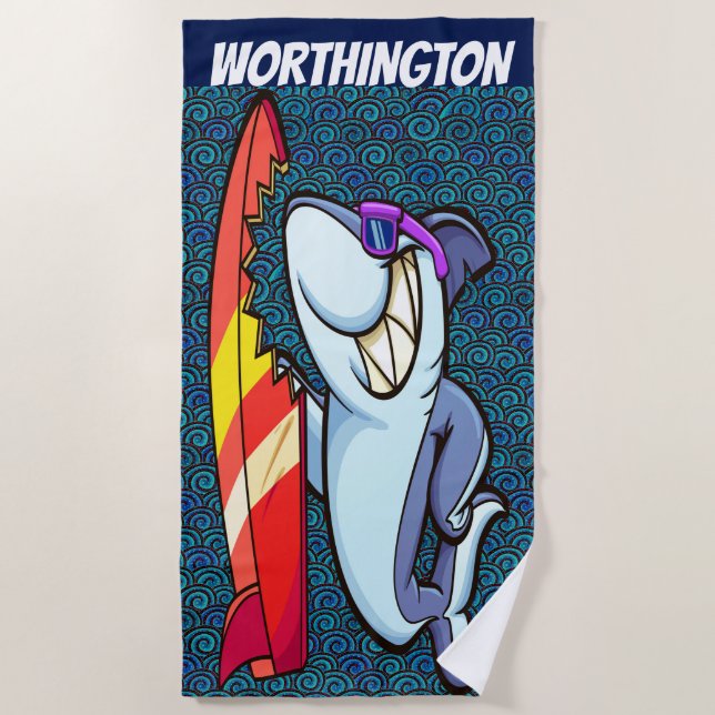 Funny Shark Beach Towel (Front)