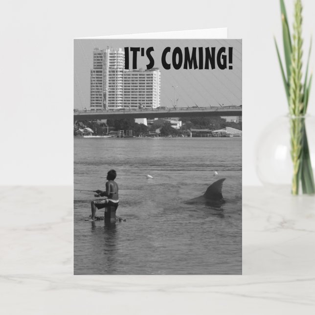 FUNNY SHARK BIRTHDAY GREETING CARD  (Front)