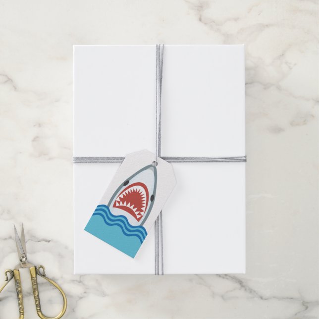 Funny Shark Cartoon Gift Tags (With Twine)