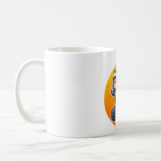 Funny Shark Cat On Robot Vacuum Retro Meme Art Coffee Mug