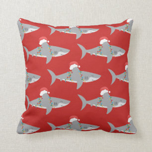 Funny Shark Christmas Cushion