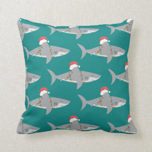Funny Shark Christmas Cushion