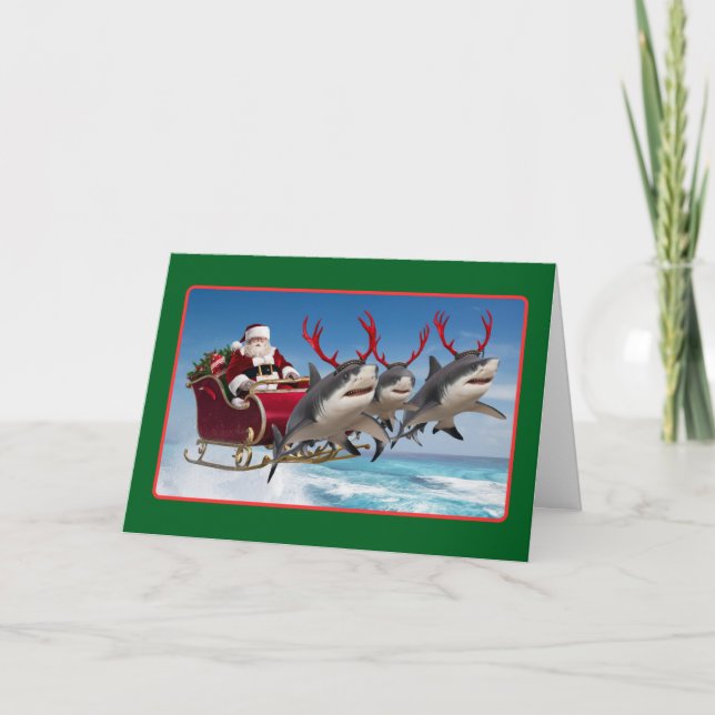 Funny Shark Christmas Holiday Card (Front)