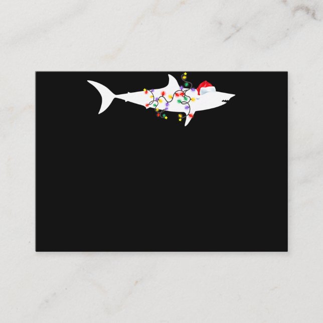 Funny Shark Christmas Lights Santa Hat Xmas Gift Business Card (Front)