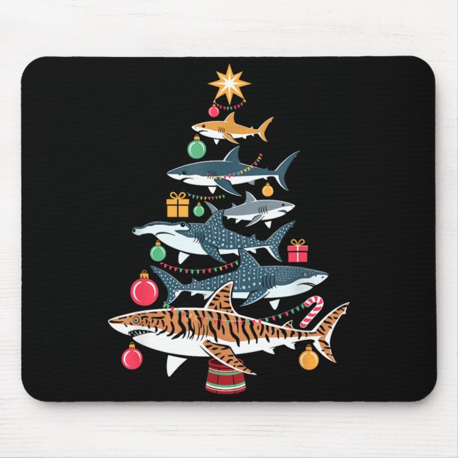 Funny Shark Christmas Tree  Mouse Mat (Front)