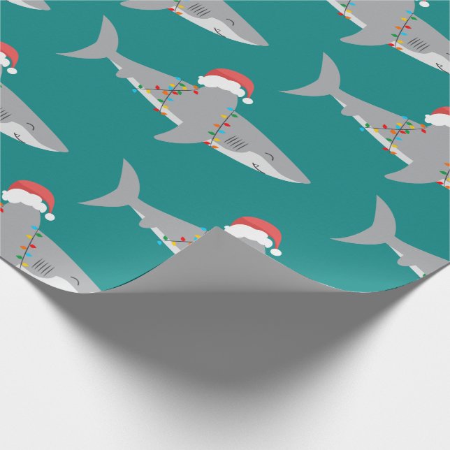 Funny Shark Christmas Wrapping Paper (Corner)