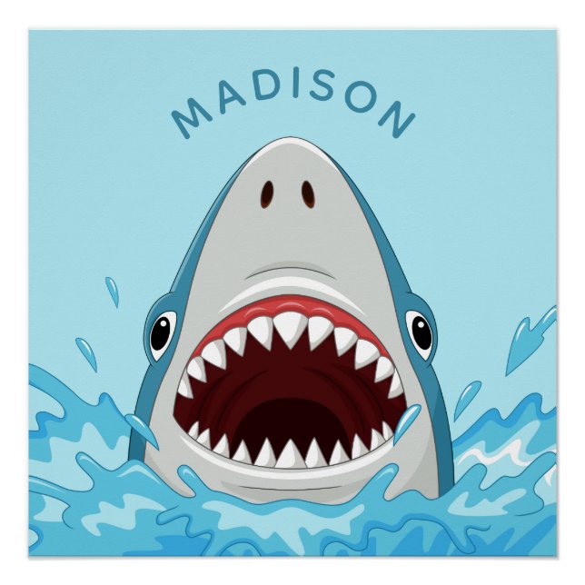 Funny Shark custom name poster (Front)