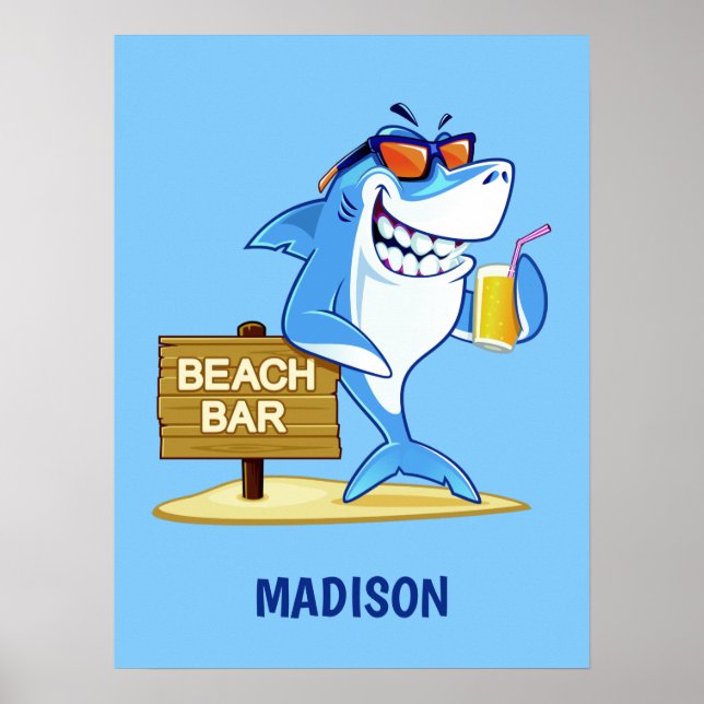 Funny Shark custom name poster (Front)
